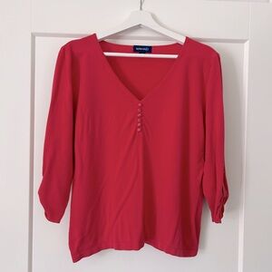Women's Vibrant Coral Red V-Neck Sweater